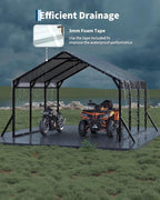 Garvee 12x13x9 ft Metal Carport, Car Port with Reinforced Frame and Steel Roof for All-Weather Use, Permanent Shelter for Cars, Motorcycles, ATVs, or Boats