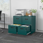 2 Drawer File Cabinet with Lock,Green Rolling File Cabinet for Home Office,Printer Stand, Metal Small Mobile Filing Cabinets on Wheels for Hanging Letter