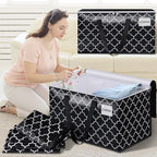 HomeHacks Heavy Duty Moving Bags with Tag Pockets, Collapsible Storage Totes for Moving, Camping & Travel -Foldable Packing Boxes, Zipper Handles, Black（6 Packs, 100L）