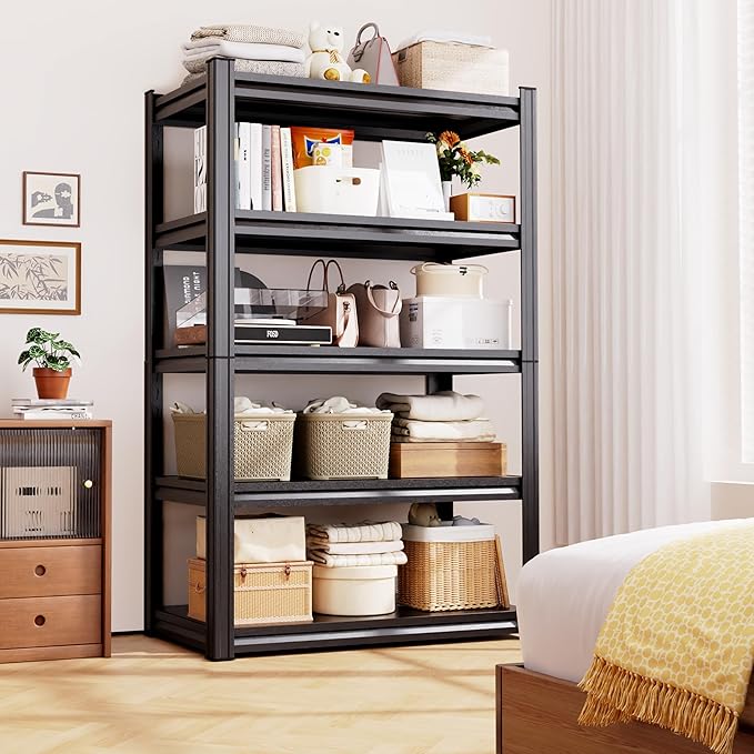 Heavy Duty 5-Tier Garage Shelving Unit (2500 LBS Capacity) – 71.2" Hx35 Wx16 D Adjustable Metal Storage Rack, Industrial Steel Utility Shelves for Garage, Pantry, Warehouse, and Basement Black