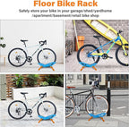 Adjustable Bike Parking Stand Fits 16-29 Inch Bicycles, Compatible with 23c-3.0 Tire Width – Heavy-Duty Plastic, Easy Installation, Stylish Two-Tone Design (Blue&Orange(2 Pack))