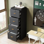 Tribesigns 4-Drawer File Cabinet with Lock, Locked File Cabinet with Key, Tall Wooden Filing Cabinets for Home Office, Vertical Office Storage for Legal Size/Letter/A4/Files, Black (2 Pieces)