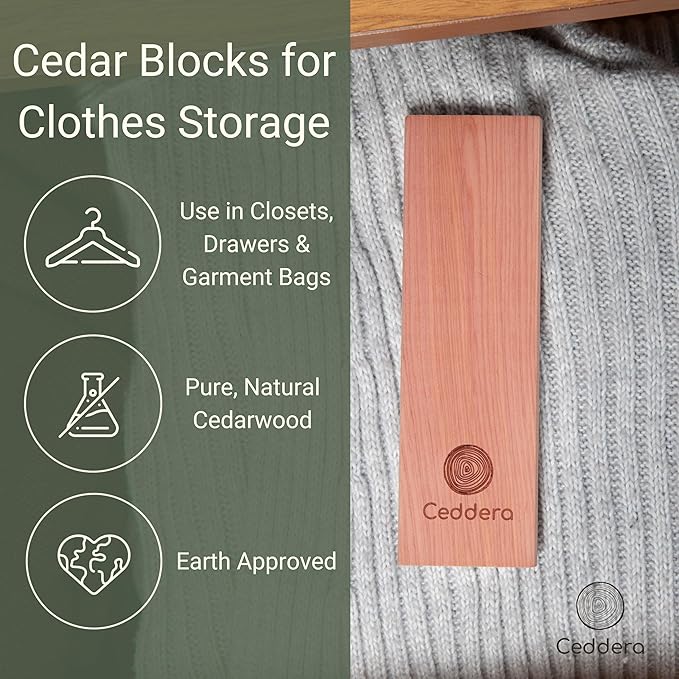 Cedar Hang Ups 14 Pack | Natural Cedar Blocks for Clothes Storage | Eco Friendly Cedarwood for Closets | Moth Ball Alternative