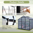 Large Walk-in Clear Polycarbonate Greenhouse with Rain Gutters & Adjustable Roof Vent - Sturdy Aluminum Frame Outdoor Plant House for Vegetable, Flower & Garden Growth-Outbuilding (6x12 ft)