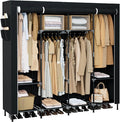 Portable Closet, 66.9 Inch Large Capacity Wardrobe Closet with Cover, Clothes Storage Organizer with Shelves and 4 Hanging Rods, Easy to Assembly, Black PCT204B01