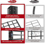 REIBII 5-Tier Storage Shelves,38.2" W Heavy Duty Garage Shelving Load 2500LBS,Metal Shelving Units with Tool Storage Bag, Adjustable Wire Shelving Industrial for Basement,66" H x16 D,Black