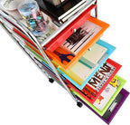 Storage Cart, Rolling Utility Cart with 10 Drawers, Portable Handles & Lockable Wheels, Mobile Paper Toys Storage Organizer Large Capacity for Home Office School Teacher (Multi-Color)