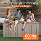 EasyUp 180 Gallon Deck Boxes Waterproof, Outdoor Large Storage Boxes with Lids, Outside Resin Storage Box & Deck Boxes for Patio, Garden Use(Gray)
