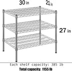 21" Deep x 30" Wide x 27" Height Wire Shelving Kit | 3-Tier | NSF Commercial Storage Rack Unit