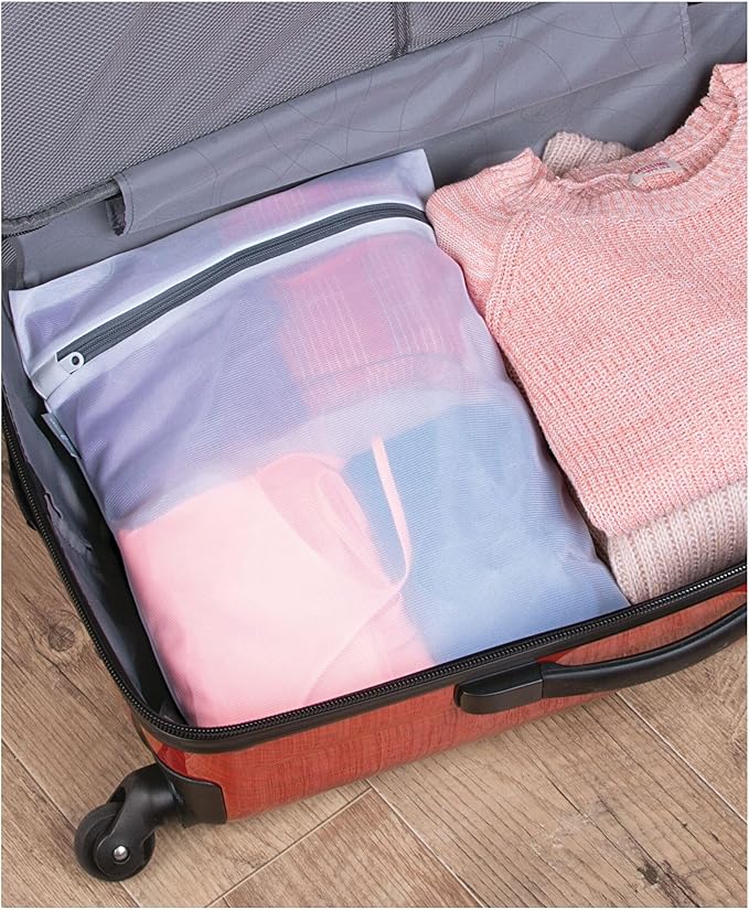 iDesign Medium and Large Laundry Delicates-Set of 12-White Mesh Wash Bags M12