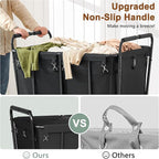 Hoctieon 2 Section Laundry Sorter Cart, 400L Rolling Hamper with Wheels, Industrial Laundry Basket Organizer, Extra Large Dirty Clothes Hamper for Home & Hotel, Heavy Duty, Black