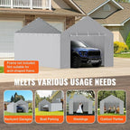 VEVOR Carport Replacement Canopy Cover Side Wall 12 x 20 ft, Garage Tent Shelter Tarp Heavy-Duty Waterproof & UV Protected, Easy Installation with Ball Bungees,Grey (Top and Frame Not Included)