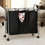 Household Essentials Rolling Triple Laundry Sorter, Silver