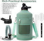 1 Gallon Water Bottle Insulated | Thickened Stainless Steel Vacuum Metal Water Jug | Portable Sports Large for Gym and Hiking with Straw, Carrier Bag, Handle Strap | BPA-Free 128 oz
