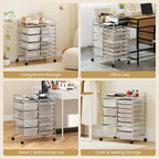 RELAX4LIFE 12-Drawer Rolling Storage Cart - Mobile Utility Drawer Carts with Wheels, Craft Organizers Cart for Organization and Storage, Classroom, School, Office, Home