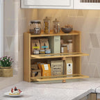 Bamboo Corner Bread Box for Kitchen Countertop, Large Bread Container Storage Bamboo Wooden Farmhouse Bread Box with Window Bread Holder