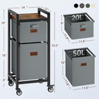 FAVOOSTY Laundry Hamper with Shelf, 70L Laundry Basket Organizer, Laundry Hamper with Shelf, 2 Section Laundry Sorter for Laundry Room Organization (Grey)
