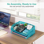 EasyPAG Paper Organizer for Desk 2 Tier Stackable Paper Tray for A4 Legal Size Folders Metal File Storage Desktop Organizer for Home Office School Teacher, Dark Teal
