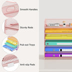 6 Tier Paper Organizer, Pink Letter Tray with Handle, Mesh Desk Organizer, Metal File Organizer, Office Desk Accessories for Home, Office, Classroom, School