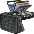Fireproof Document Box with Lock, Hard-Shell Fireproof Safe for Home Documents, Portable Travel Fire Proof File Box for Passport Laptop Certificates, Black
