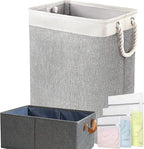 Large Collapsible Laundry Basket Hamper with Easy Carry Handle 65L, 5 in 1 Freestanding Clothes Hamper for Laundry, with Laundry Bags, Absorbing film, Storage Bin, Hanging Underwear Organizer