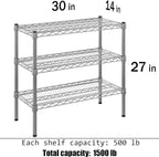 14" Deep x 30" Wide x 27" Height Wire Shelving Kit | 3-Tier | NSF Commercial Storage Rack Unit