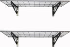 SafeRacks Garage Wall Shelves - 2-Pack 18"x36" Mountable Shelving Units for The Garage, Pantry or Utility Closet, Heavy Duty Steel Shelf with Bike Accessory Hooks, 500lb Capacity, Color: Hammertone