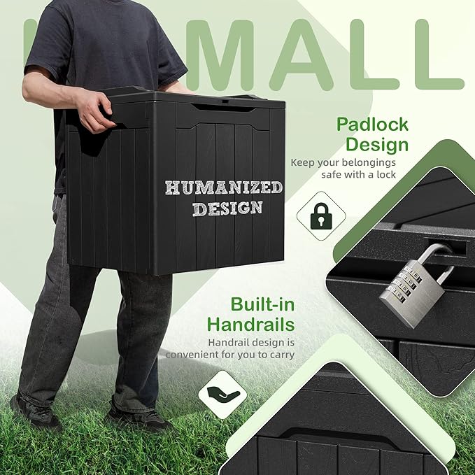 Homall 31 Gallon Resin Deck Box Waterproof Outdoor Storage Lockable Indoor Outdoor Organization and Storage Container for Patio Furniture Cushions, Garden Tools (Black)