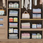 JKsmart 5-Tier Stackable Closet Organizers and Storage Shelves,Extend Clothing Closet Shelf Bins for Jeans Pants Sweaters - Wardrobe Cupboard Clothes Organizer System-Wider Mouth Design