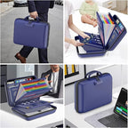 DocSafe Fireproof File Organizer with Lock, Hard-Shell Case Fireproof Document Box with 13 Pocket Accordion File Folder, Portable Home Office Travel Safe Storage for Important Documents Laptop Blue