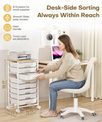 Homde Rolling Storage Drawer Cart: 8-Drawer Sort to Clear Desk & Dresser Clutter - Anti-Fall Smooth Glide Prevents Spill-Out During Daily Grab - Lockable Wheels Keep It Steady
