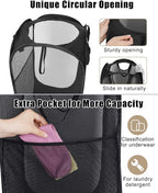 2 Pcs Strong Mesh Pop-up Laundry Hamper, Quality Pop Up Hampers for Laundry with Durable Handles Solid Bottom High Carbon Steel Frame, Easy to Open and Fold Flat for Storage(Black)