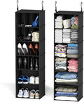 SpaceAid 2 Pack Hanging Closet Organizer and Storage with Dividers, 24 Compartments Hanging Shoe Shelves for Closet, Wardrobe, RV, Garment Rack - Black