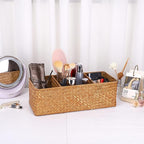 Hipiwe Seagrass Storage Basket with 3 Section, Hand-Woven Wicker Bathroom Storage Bin Tissue Toilet Paper Organizer Basket for Shelves, Kitchen, Bathroom (Caramel)