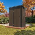 5' x 3' Outdoor Storage Shed, Sturdy Metal Building w/Floor and Lockable Doors for Garden, Backyard, Poolside and Lawn, Brown
