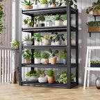 5 Tier Heavy Duty Garage Shelving, 2500LBS Adjustable Metal Storage Shelves, Boltless Industrial Shelving Unit for Garage, Basement, Warehouse, Pantry, Closet, Kitchen, 78"x 46"x 20" Black
