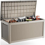 EasyUp 320 Gallon Deck Boxes Waterproof, Outdoor Large Storage Boxes with Lids, Outside Resin Storage Box & Deck Boxes for Patio, Garden Use(Gray)
