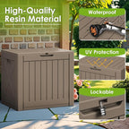 Greesum 40 Gallon Outdoor Deck Box with Lock, Resin Storage Chest for Patio Furniture Cushions, Garden Tools, Pool Toys, Waterproof & UV Resistant, Large Capacity, Light Coffee