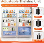 BestOffice | 6-Tier Wire Storage Shelves with Wheels | 18x45x82 | Chrome | Adjustable Racks | Heavy-Duty Metal Shelf, Holds Upto 2100 lbs | No-Tool Assembly | Ideal for Home & Garage Shelving