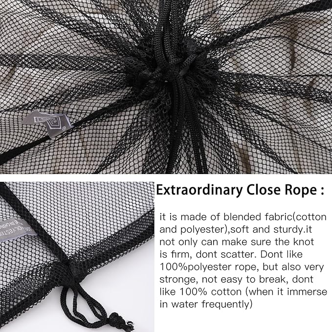 Kimmama Heavy Duty Coarse Mesh Drawsting Laundry Bag, 24'' x 36'' Super Sturdy Draw String Bag,Jumbo Net Cord Bag for Factories,College,Dorm,Travel,Outdoor,Storage