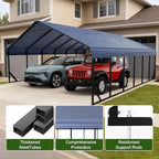20x30 FT Heavy Duty Metal Carport - Galvanized Steel Car Shelter Garage Kits for 3 Car, RVs, Boats & Outdoor Storage