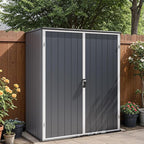Patiowell 5x3 FT Resin Outdoor Storage Shed with Floor, Plastic Waterproof Outdoor Storage Cabinet, Garden Organizer Shed with Lockable Door for Patio Furniture, Pool Accessories, Dark Gray