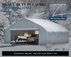 AMERLIFE 22.5 x 20 FT Enclosed Carport, Heavy Duty Garage with Waterproof Cover, UV Protection & Wind Resistant, Portable Carport for 2 Car, Boat Shelter & Farm Outdoor Storage, Silver