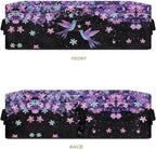 Narrow Storage Bin Toilet Tank Topper Baskets Universal Fabric Baskets Rectangular Foldable Storage Caddy Container for Towels Bathroom Essentials, Blue Violet Hummingbird Flower Black