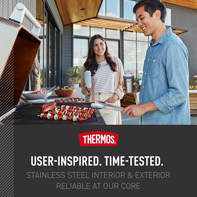 THERMOS ICON SERIES, Slim Beverage Can Insulator - 12 Ounce, Matte Stainless Steel - Vacuum Insulated
