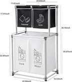Laundry Hamper 2 Tier Laundry Sorter with 4 Removable Bags for Organizing Clothes, Laundry, Lights, Darks