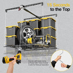 Overhead Garage Storage Rack for 8-10ft Ceiling, Heavy-duty 4x4 FT Garage Ceiling Storage Racks with Safety Lock, Ideal for Storage Mounted Lift System and Storage Organizer, 250lbs Capacity