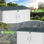 Greesum Outdoor Trash Can Storage Shed, 34 Cu.ft Horizontal Outdoor Storage Cabinet, Waterproof for Garden, Pool Storage, Garbage Cans, Beige