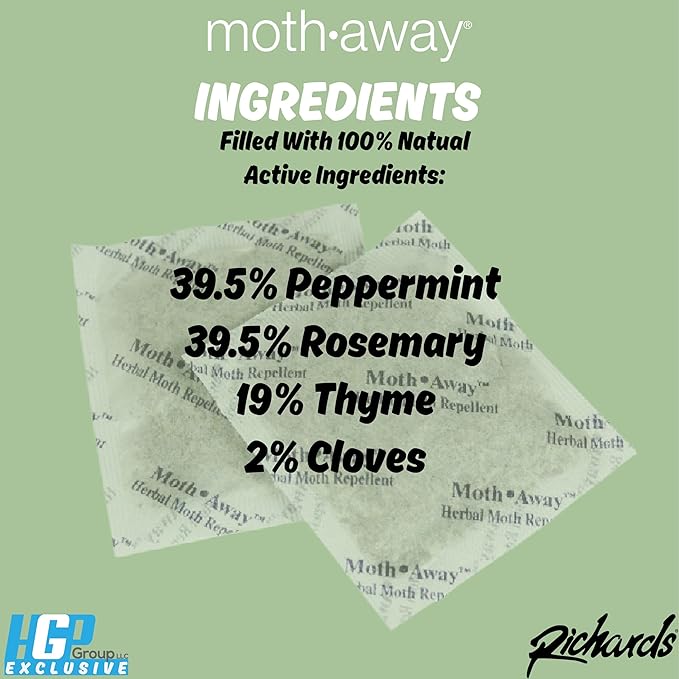 Richards Homewares Moth Away Herbal Non Toxic Natural Repellent, 6-Jumbo Sachets
