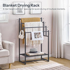 HOOBRO 4-Tier Free Standing Towel Rack for Bathroom, Blanket Rack Stand, 23.6" L x 15.9" W x 40.7" H, Freestanding Quilt Stand, Blanket Display Holder for Bedroom, Industrial Style, Black BK07LB01